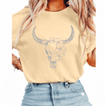 thumbnail image 1 of Cozymy Women's Floral Longhorn Skull Western Graphic softness Short Sleeve T-Shirt Versatile All-Occasion Tees Tops, 1 of 6