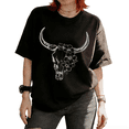 thumbnail image 1 of Cozymy Women's Floral Longhorn Skull Western Graphic softness Short Sleeve T-Shirt Versatile All-Occasion Tees Tops, 1 of 6