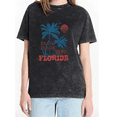 thumbnail image 1 of Cozymy Women's Florida Palm Beach 1990 Vintage Washed Short Sleeve T-Shirt Retro Summer Graphic Crewneck Casual Cotton Top, 1 of 5