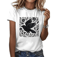 thumbnail image 1 of Cozymy Women's Folk Art Crow with Floral Accents Graphic Short Sleeve T-Shirt Casual Boho Botanical Crewneck Cotton Tee, 1 of 5