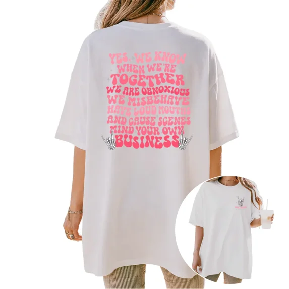 Cozymy Women's Funny Sassy Best Friend Quote Skeleton Hand Graphic Short Sleeve T-Shirt Casual Cotton Crewneck Top