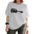 thumbnail image 1 of Cozymy Women's Guitar Shaped Forest Lake Reflection Moon Wilderness Nature Music Graphic Short Sleeve T‑Shirt Tops, 1 of 5