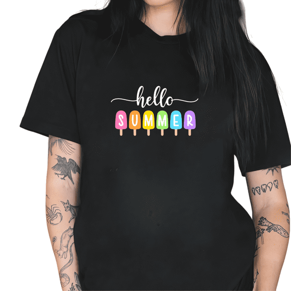 Cozymy Women's Hello Summer Popsicle Graphic Short Sleeve T-Shirt Relaxed Fit Cotton Casual Summer Tee