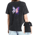 thumbnail image 1 of Cozymy Women's Ink Splatter Butterfly Front Back Print Vintage Washed Short Sleeve T-Shirt Boho Graphic Crewneck Top, 1 of 5