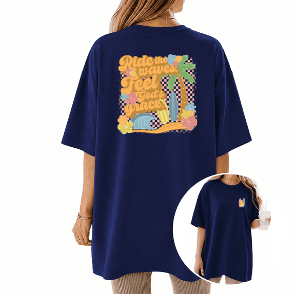 Cozymy Women's Inspirational Graphic Tee Short Sleeve Crewneck Top with Tropical Print