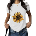 thumbnail image 1 of Cozymy Women's Leopard Print Sunflower Graphic Short Sleeve Crewneck Cotton Casual T-Shirt, 1 of 5