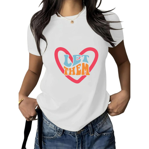 Cozymy Women's Let Them Self Love Heart Graphic Short Sleeve T-Shirt Casual Cotton Crewneck Tee