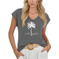 thumbnail image 1 of Cozymy Women's Live Simple Beach V-Neck Sleeveless Tee Soft Palm Tree Graphic T-Shirt, 1 of 6