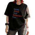 thumbnail image 1 of Cozymy Women's Loves Jesus And America Too Patriotic Graphic Short Sleeve T-Shirt daily wear Tees Tops, 1 of 5