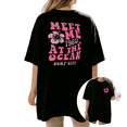 thumbnail image 1 of Cozymy Women's Meet Me At The Ocean Hibiscus Surf City Graphic Short Sleeve T-Shirt Casual Cotton Crewneck Top, 1 of 5