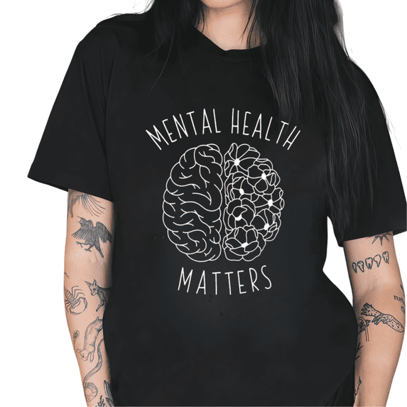 Cozymy Women's Mental Health Matters Floral Brain Graphic Short Sleeve Crew Neck T-Shirt Casual Tee