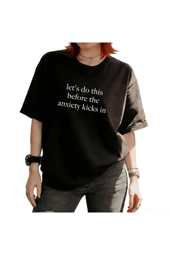 Women's Minimalist Sarcastic Nervous Mood Phrase Graphic Short Sleeve T-Shirt Effortless Everyday Tees Tops