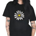 thumbnail image 1 of Cozymy Women's Minimalist White Daisy Floral Graphic Short Sleeve T-Shirt Vintage Cotton Crewneck Casual Summer Top, 1 of 5