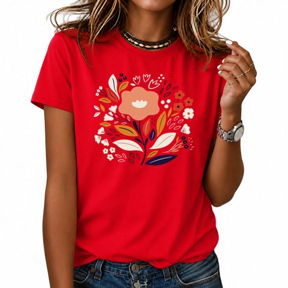 Cozymy Women's Modern Botanical Print T Shirts Crewneck Short Sleeve Abstract Flower Graphic Tees Casual Everyday Summer Tops