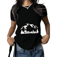 thumbnail image 1 of Cozymy Women's Mountain Bear Family Graphic Short Sleeve T-Shirt Casual Crewneck Top, 1 of 5