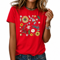 thumbnail image 1 of Cozymy Women's Nature Wildflower Print T Shirts Crewneck Short Sleeve Botanical Sunflower Graphic Tees Casual Summer Tops, 1 of 6