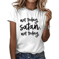 thumbnail image 1 of Cozymy Women's "Not Today Satan" Christian Faith Quote Graphic Short Sleeve Crewneck Casual Loose Fit Cotton Tee S-5XL, 1 of 5