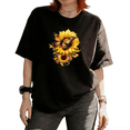 thumbnail image 1 of Cozymy Women's Ornate Monarch Butterfly And Sunflowers Floral Graphic Short Sleeve T-Shirt Tees Tops, 1 of 5