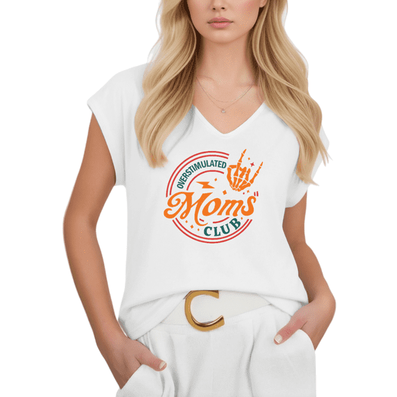 Cozymy Women's Overstimulated Moms Club V-Neck Sleeveless T-Shirt Retro Skeleton Hand Casual Tank Top