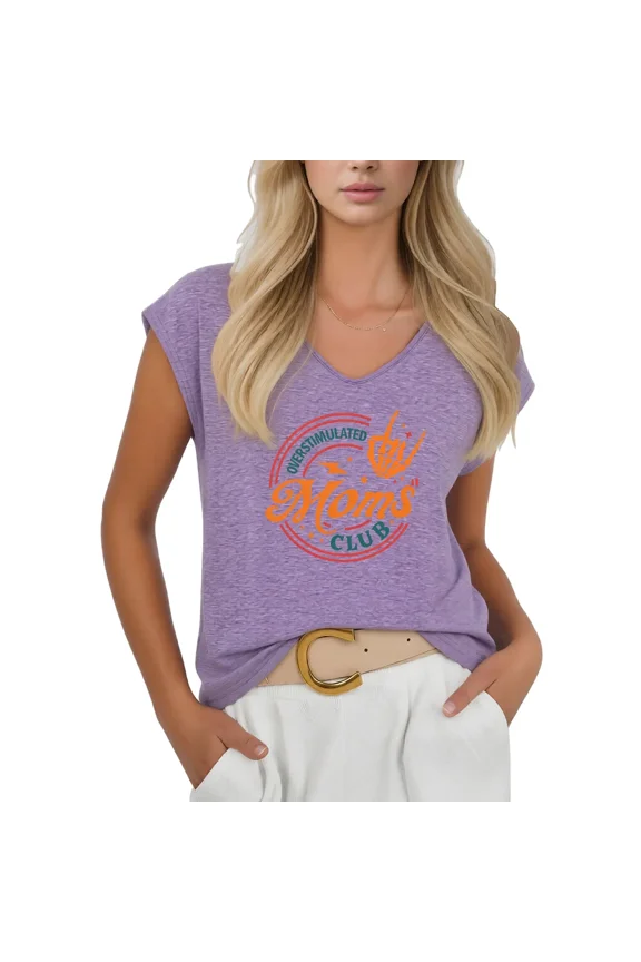 Women's Overstimulated Moms V-Neck Sleeveless T-Shirt Retro Skeleton Graphic Casual Tank Top