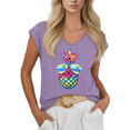 thumbnail image 1 of Cozymy Women's Purple Summer Pineapple Sunglasses V-Neck Sleeveless Tank Top Casual Summer Cotton Tee, 1 of 6