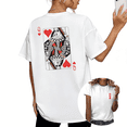thumbnail image 1 of Cozymy Women's Queen of Hearts Dual-Sided Playing Card Graphic Short Sleeve Crew Neck T-Shirt Casual Cotton Top, 1 of 5