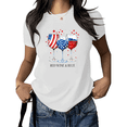 thumbnail image 1 of Cozymy Women's Red Wine Blue Graphic Short Sleeve T-Shirt Patriotic Wine Glass Print Cotton Crewneck Casual Relaxed Fit Tops, 1 of 5