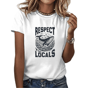 Cozymy Women's "Respect The Locals" Whale Graphic Crewneck Short Sleeve T-Shirt