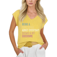 thumbnail image 1 of Cozymy Women's Sleeveless V-Neck Slogan Top - Versatile Yellow Summer Tee for Everyday Outings, 1 of 6