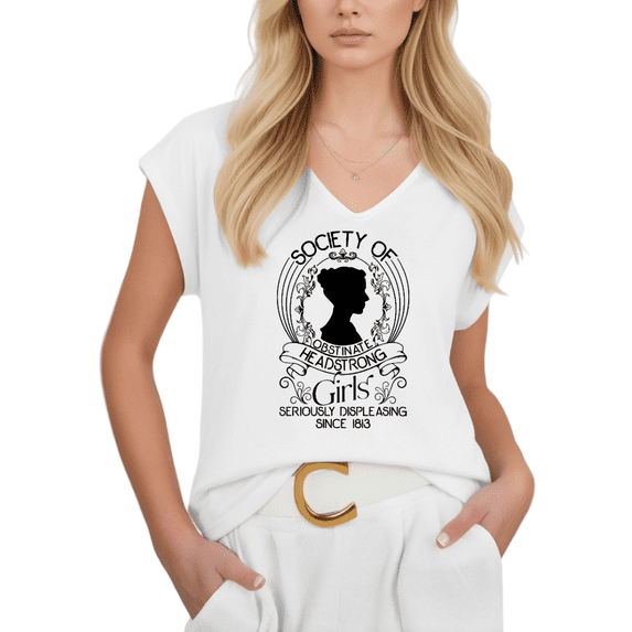 Cozymy Women's Society of Obstinate Headstrong Girls V-Neck Sleeveless T-Shirt Jane Austen Tank Top
