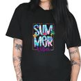 thumbnail image 1 of Cozymy Women's Summer Vibes Iridescent Graphic Short Sleeve T-Shirt Vintage Cotton Crewneck Summer Top, 1 of 5