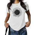 thumbnail image 1 of Cozymy Women's Sunflower Line Art T-Shirt Minimalist Botanical Outline Short Sleeve Crewneck Top S-5XL, 1 of 5