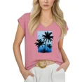 thumbnail image 1 of Cozymy Women's Tropical Beach Palm Tree V-Neck Sleeveless T-Shirt Blue Sky Casual Summer Tank Top, 1 of 6