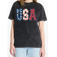 thumbnail image 1 of Cozymy Women's USA Floral Patriotic 4th of July Vintage Washed Distressed Short Sleeve Crewneck Cotton T-Shirt S-2XL, 1 of 5