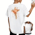 thumbnail image 1 of Cozymy Women's Walk by Faith Not by Sight Floral Cross Inspirational Christian Graphic Short Sleeve Crew Neck T-Shirt, 1 of 5