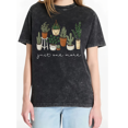thumbnail image 1 of Cozymy Women's Washed Black "Just One More" Potted Plants Graphic Short Sleeve T-Shirt Casual Plant Lover Crewneck Tee, 1 of 5