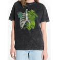 thumbnail image 1 of Cozymy Women's Washed Black Tropical Plant Skeleton Rib Cage Graphic Short Sleeve T-Shirt Casual Botanical Gothic Tee, 1 of 5