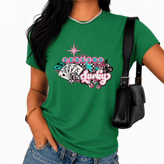 Cozymy Women's White Feeling Lucky T-Shirts Retro Y2K Casino Dice and Cards Print Short Sleeve Tops