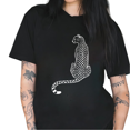 thumbnail image 1 of Cozymy Women's White Outline Leopard T-Shirts Crewneck Short Sleeve Contrast Print Graphic Tees Minimalist Animal Art Tops, 1 of 6