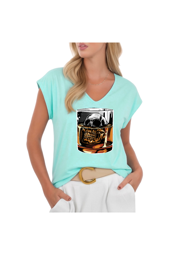 Womens Bourbon Whiskey Glass Graphic Tshirt V Neck Sleeveless Tshirt Graphic Tees Shirts Casual Summer Drink Lover Tops S 5XL