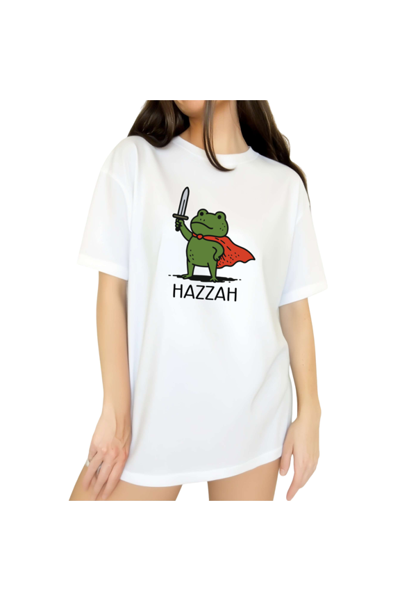 Womens Hazzah Hero Frog Graphic Short Sleeve T-Shirt S-5XL White Tops