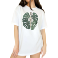 thumbnail image 1 of Cozymy Womens Leafy Vertebrae Botanical Print Short Sleeve Crewneck T-Shirt S-5XL White Tops, 1 of 5