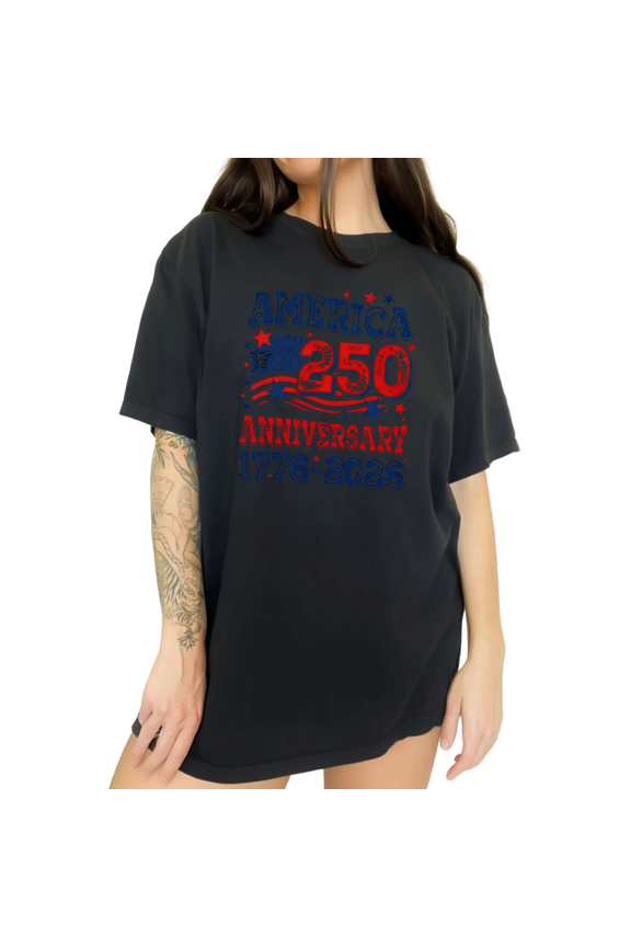 Womens Legacy America 250th Celebration Print Short Sleeve T-Shirt S-5XL Black Tops