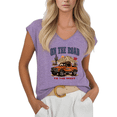 thumbnail image 1 of Cozymy Womens On The Road Travel Truck Graphic Tshirt V Neck Sleeveless Tshirt Graphic Tees Shirts Summer Casual Everyday Adventure Tops S 5XL, 1 of 6