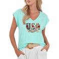 thumbnail image 1 of Cozymy Womens Patriotic Floral USA Tshirt V Neck Short Sleeve 1776 2026 Freedom Graphic Tees Shirts Tops, 1 of 6
