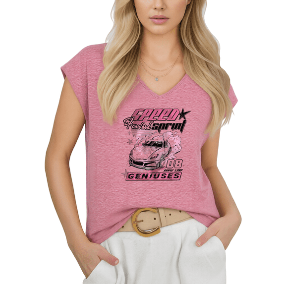 Cozymy Womens Speed Racing Graphic Tshirt V Neck Sleeveless Tshirt Graphic Tees Shirts Summer Casual Cute Street Style Tops S 5XL