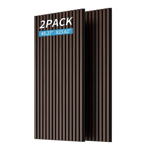 Cozynest 2 Pack Acoustic Wall Panels 45.27 Inch 3D Fluted Wood Slat Panels for Home Office