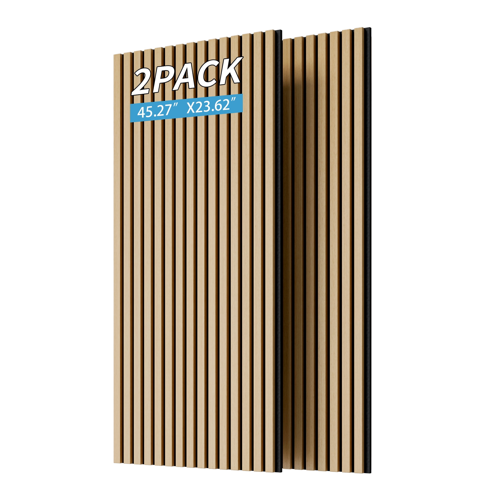 Cozynest 2 Pack Wood Slat Acoustic Panels 45.27 x 23.62 Inch 3D Fluted Sound Absorbing Panels for Wall and Ceiling