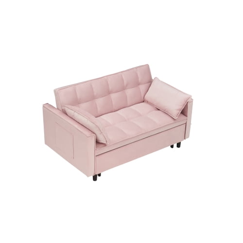 Cozynest 55 Inch Convertible Velvet Sofa Bed 2 Seat Loveseat with Side Pockets for Small Spaces Living Room Bedroom Apartment Guest Room