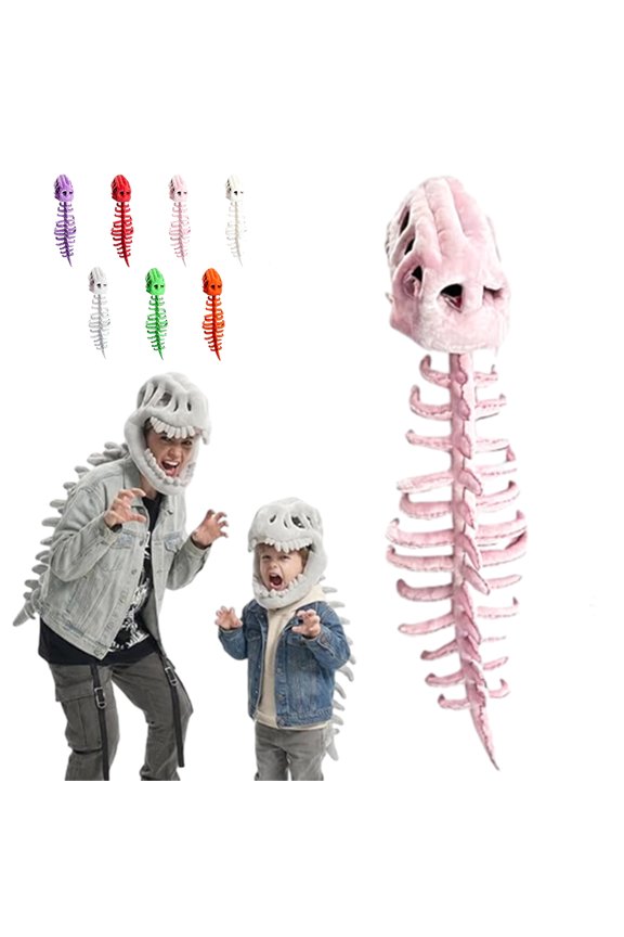 Cozysaurus Cozy Dino Plush Costume, Dinosaur Skeleton Plush Costume, Ultra-Soft Hooded Onesie – Fun 3D Skull & Spinal Ribs Design for Halloween, Cosplay, Lounging